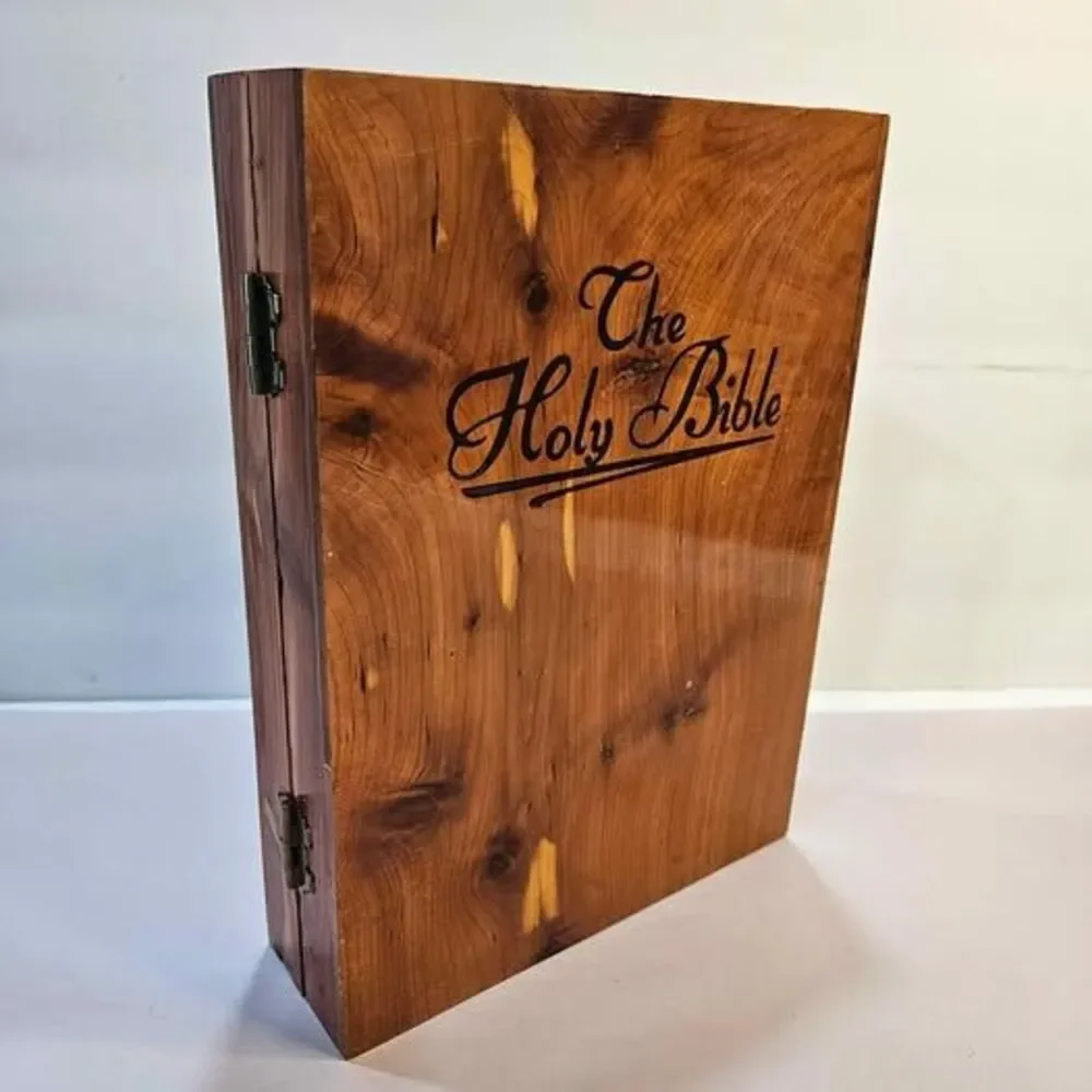 Vintage Wooden Holy Bible Storage Box